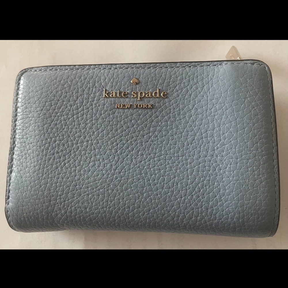 Kate Spade Light Blue Card Holder with Gold Accents NWOT